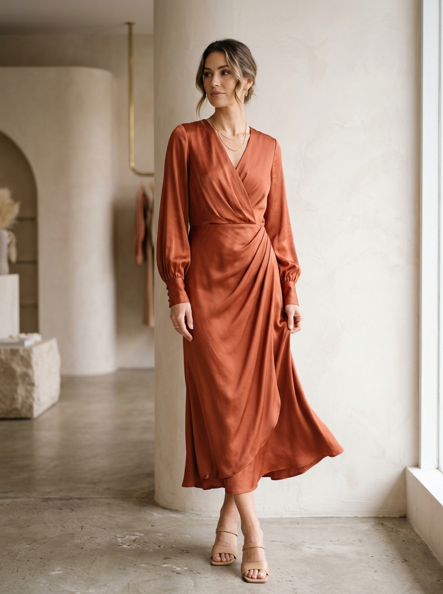Vestido Midi Fluido em Seda Pura